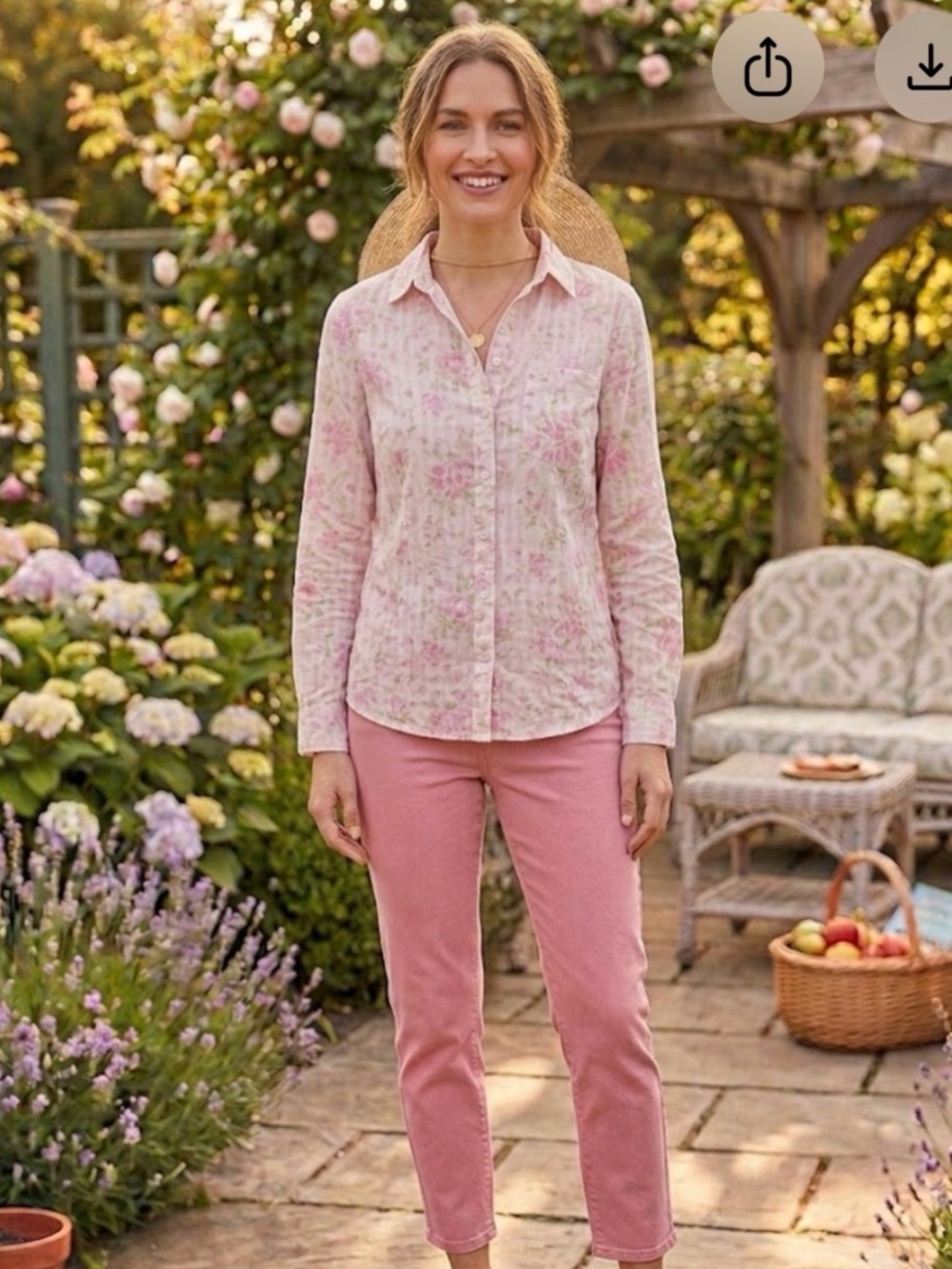 Aeropostale Pink Floral Cotton Button-Up Blouse